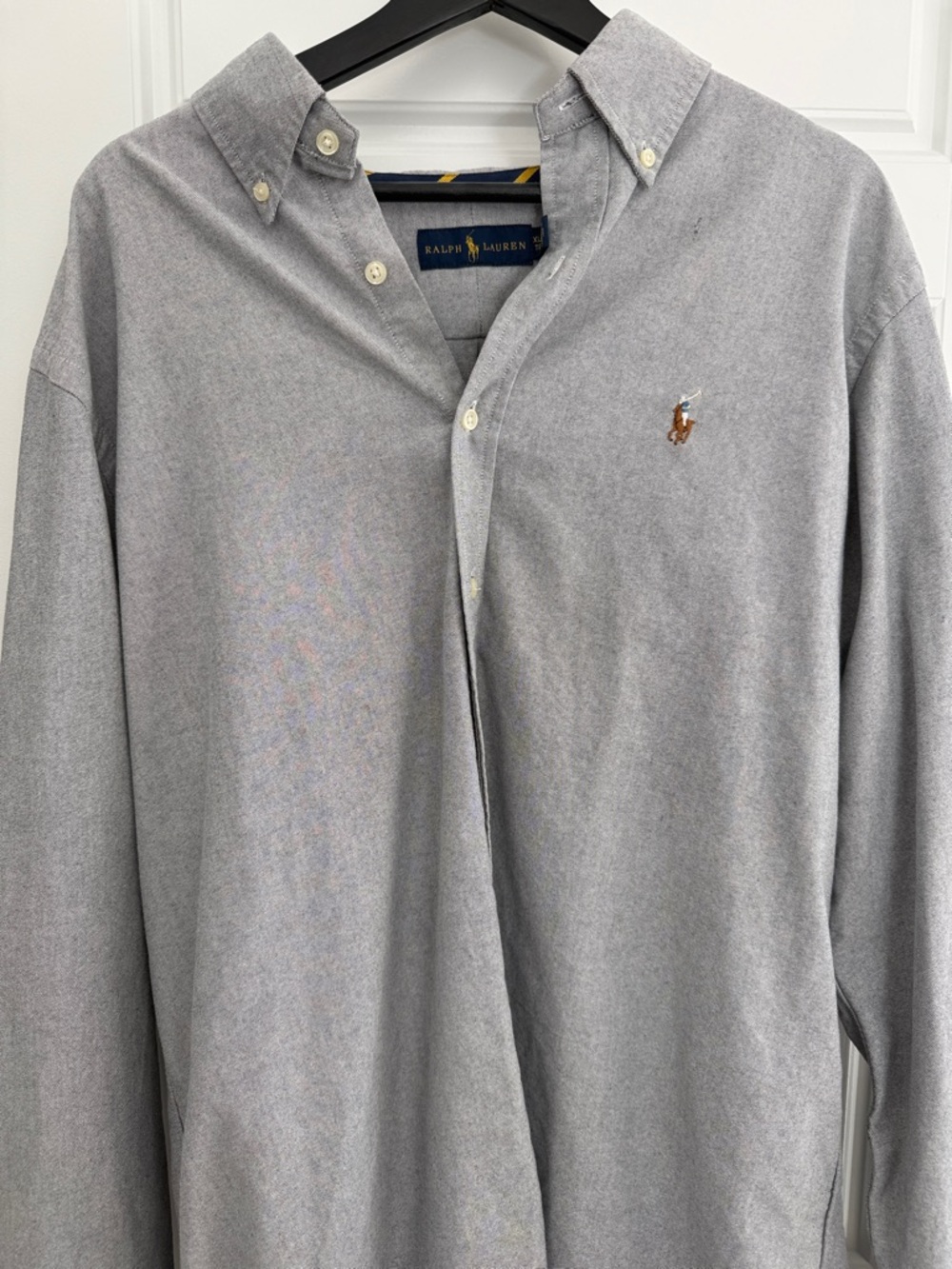 Ralph Lauren Light Gray Button-Down Polo Oxford Shirt Size XL